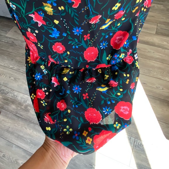 J. Crew Floral Flutter Sleeve Shift Dress Small Black Red #7 - Picture 4 of 11